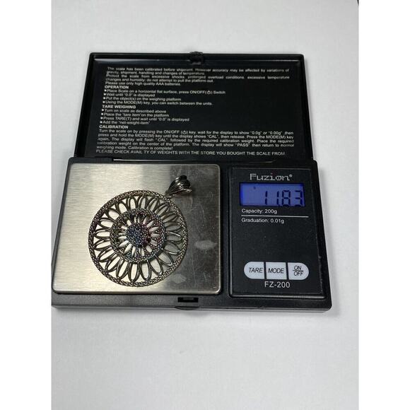 925 Milor Italy Pendant Darkened Multicolored Silver Circle 11.83g - Picture 10 of 10